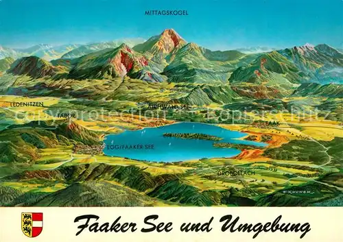AK / Ansichtskarte Faakersee Panoramakarte mit Mittagskogel Faakersee