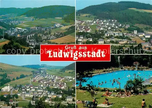AK / Ansichtskarte Ludwigsstadt Fliegeraufnahme Freibad Ludwigsstadt
