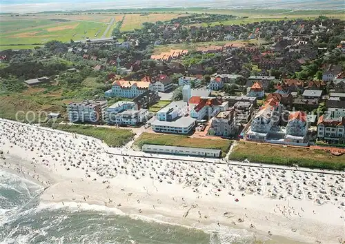 AK / Ansichtskarte Wangerooge_Nordseebad Fliegeraufnahme Caritas Gaestehaus Germania Wangerooge_Nordseebad