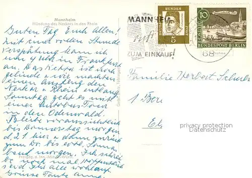 AK / Ansichtskarte Mannheim Fliegeraufnahme Muendung Neckar Rhein Mannheim