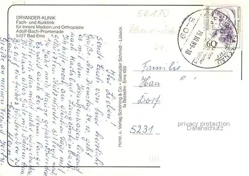 AK / Ansichtskarte Bad_Ems Dryander Klinik Speiseraum Hallenbad Foyer Bad_Ems