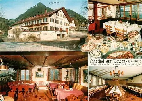 AK / Ansichtskarte Burgberg_Allgaeu Gasthof zum Loewen Allgaeuer Stube Festsaal Gruenten Allgaeuer Alpen Burgberg Allgaeu