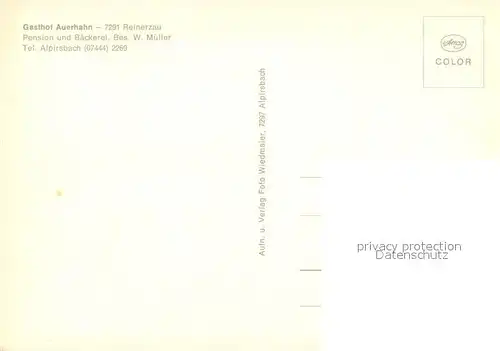 AK / Ansichtskarte Reinerzau Gasthof Pension Auerhahn Landschaftspanorama Schwarzwald Reinerzau