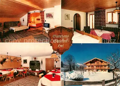 AK / Ansichtskarte Rottach Egern Gaestehaus Gutfelder Hof Fremdenzimmer Gastraum Winterlandschaft Rottach Egern