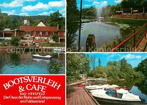 AK / Ansichtskarte Bad_Hersfeld Bootsverleih und Cafe and der Fulda Bad_Hersfeld