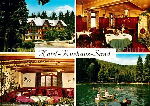 AK / Ansichtskarte Sand_Buehl Hotel Kurhaus Restaurant Badesee Bootfahren Schwarzwald Sand_Buehl