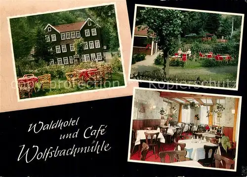 AK / Ansichtskarte Hohegeiss_Harz Waldhotel Cafe Wolfsbachmuehle Garten Hohegeiss Harz