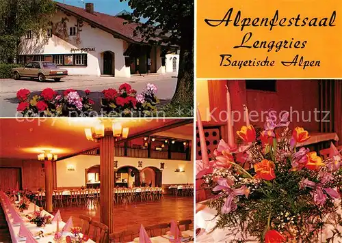 AK / Ansichtskarte Lenggries Alpenfestsaal Festsaal Blumengesteck Lenggries