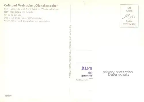 AK / Ansichtskarte Trauchgau Cafe Weinstube Gletscherspalte Theke Trauchgau
