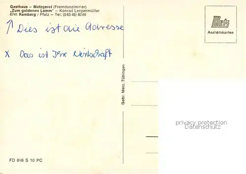 AK / Ansichtskarte Ramberg Gasthaus Metzgerei Zum goldenen Lamm Landschaftspanorama Ramberg