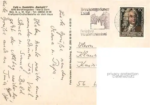 AK / Ansichtskarte Maria_Gern Cafe Gaststaette Bachguet l Kirche Landschaftspanorama Alpen Maria_Gern