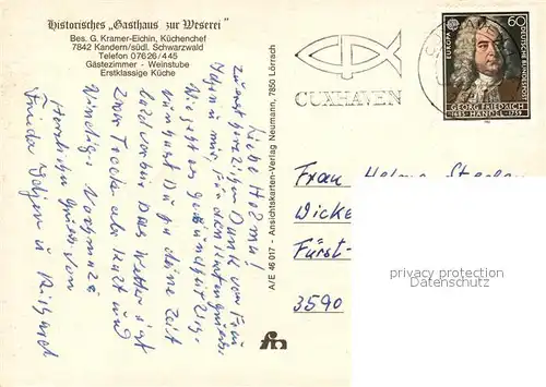 AK / Ansichtskarte Kandern Historisches Gasthaus zur Weserei Kandern