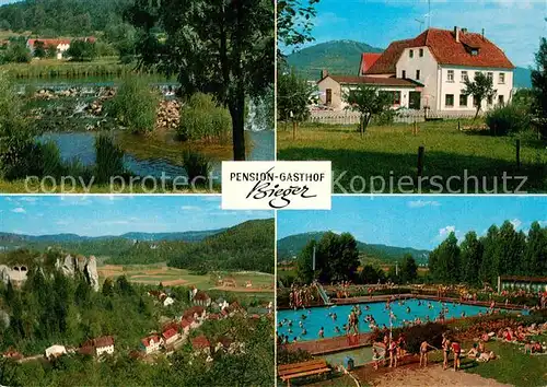 AK / Ansichtskarte Rothenbuehl Gasthof Pension Bieger Freibad Landschaftspanorama Fraenkische Schweiz Rothenbuehl