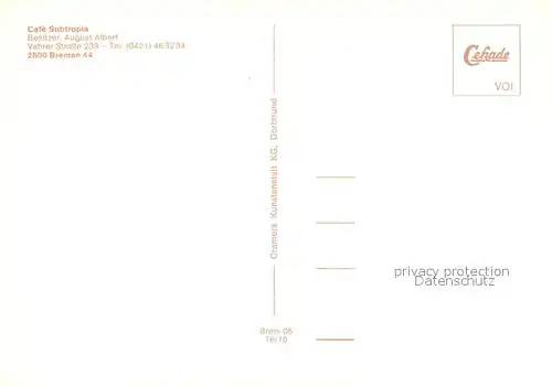 AK / Ansichtskarte Bremen Cafe Subtropia Bremen