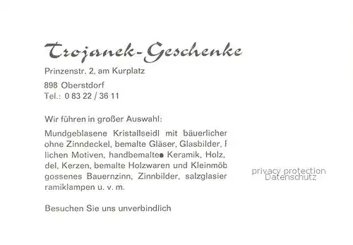 AK / Ansichtskarte Oberstdorf Trojanek Geschenke Ladengeschaeft Oberstdorf