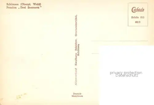 AK / Ansichtskarte Schoensee Pension Drei Seerosen Schoensee