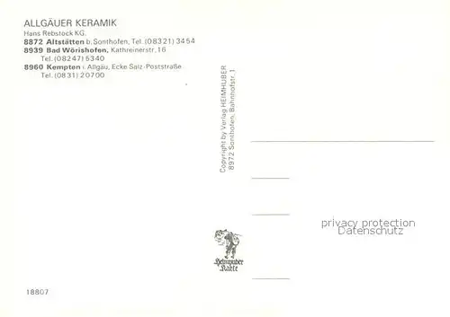 AK / Ansichtskarte Altstaedten_Allgaeu Allgaeuer Keramik Altstaedten_Allgaeu