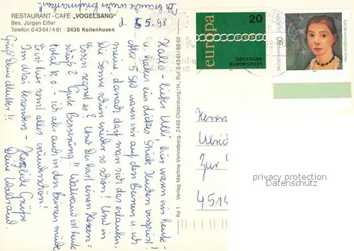 AK / Ansichtskarte Kellenhusen_Ostseebad Restaurant Cafe Vogelsang Terrasse Kellenhusen_Ostseebad