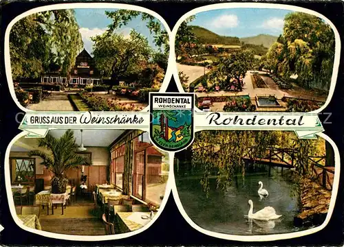 AK / Ansichtskarte Hessisch_Oldendorf Weinschaenke Rohdental Schwanenteich Park Wappen Hessisch Oldendorf