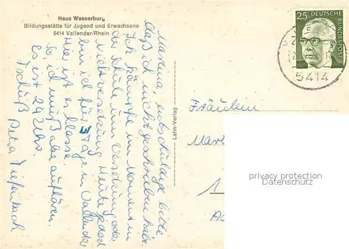 AK / Ansichtskarte Vallendar Haus Wasserburg Bildungsstaette fuer Jugend und Erwachsene Vallendar