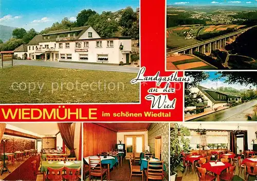AK / Ansichtskarte Neustadt_Wied Landgasthaus Pension Wiedmuehle Autobahnbruecke Fliegeraufnahme Neustadt_Wied