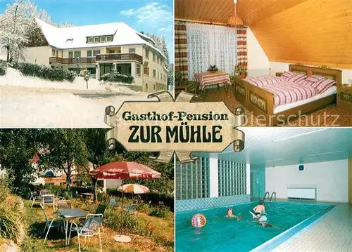 AK / Ansichtskarte Schwarzenbach_Wald Gasthof Pension Zur Muehle Garten Hallenbad Schwarzenbach Wald