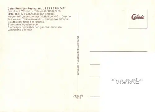 AK / Ansichtskarte Reit_Aschau_Chiemgau Cafe Pension Restaurant Seiserhof Landschaftspanorama Reit_Aschau_Chiemgau