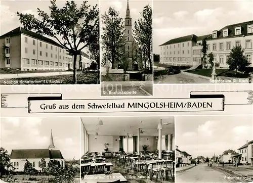 AK / Ansichtskarte Mingolsheim Sanatorium St Rochuskapelle Kirche Bahnhofstrasse Mingolsheim