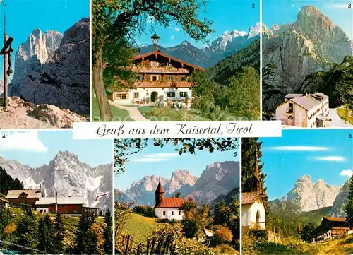 AK / Ansichtskarte Kaisertal Bergkreuz Stripsenjoch Hotel Berghof Pfandl Totenkirchl Vorderkaiserfelsen Antoniuskapelle Hinterbaerenbad Karlspitze und Kleine Halt Kaisertal