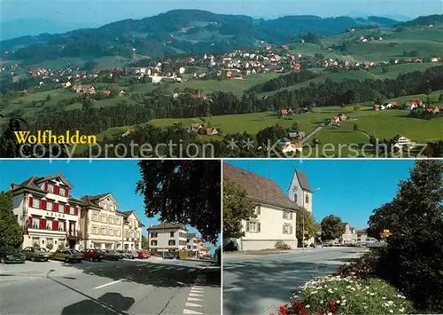 AK / Ansichtskarte Wolfhalden_AR Fliegeraufnahme Hotel Adler Kirche Wolfhalden AR