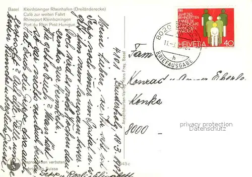 AK / Ansichtskarte Basel_BS Kleinhueninger Rheinhafen Cafe zur weiten Fahrt Basel_BS