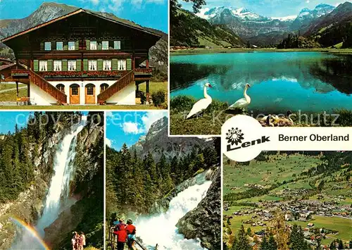 AK / Ansichtskarte Lenk_Simmental Gasthaus Wasserfall See Fliegeraufnahme Lenk Simmental