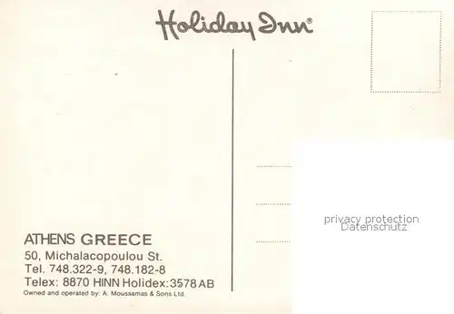 AK / Ansichtskarte Athen_Griechenland Holiday Inn Athen_Griechenland