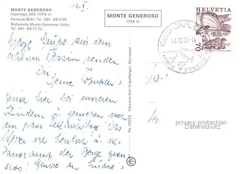 AK / Ansichtskarte Monte_Generoso Capolago Ferrovia Bahn Ristorante Monte Generoso Vetta Monte Generoso