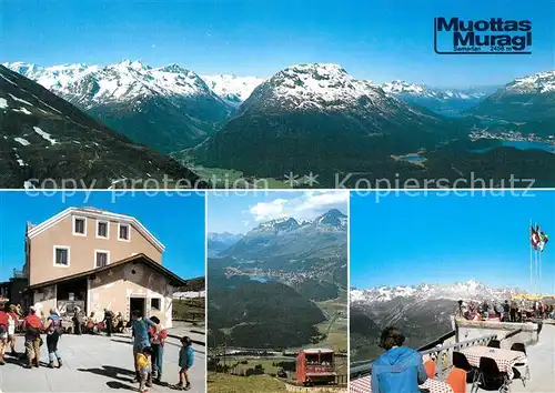 AK / Ansichtskarte Muottas_Muragl Gasthof Bergbahn Terrasse Muottas Muragl