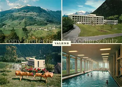 AK / Ansichtskarte Valens Panorama Baederklinik Valens Hallenbad Brunnentrog Valens