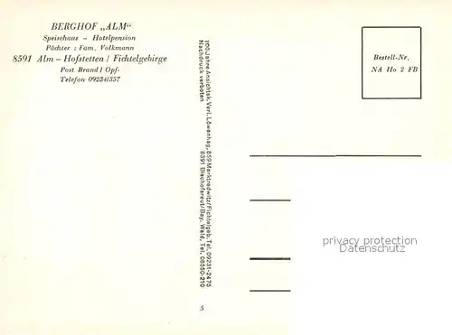 AK / Ansichtskarte Hofstetten_Hilpoltstein Berghof Alm Hofstetten_Hilpoltstein