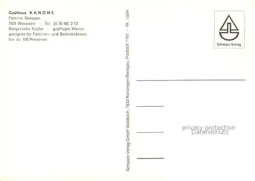 AK / Ansichtskarte Weisweil_Kaiserstuhl Gasthaus Kanone Weisweil_Kaiserstuhl