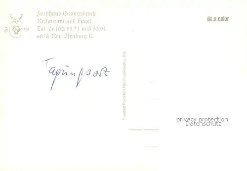 AK / Ansichtskarte Neu Isenburg Forsthaus Gravenbruch Restaurant Hotel Neu Isenburg