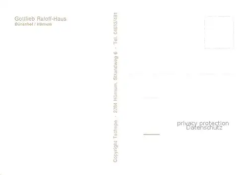 AK / Ansichtskarte Hoernum_Sylt Duenenhof Gottlieb Raloff Haus Hoernum Sylt