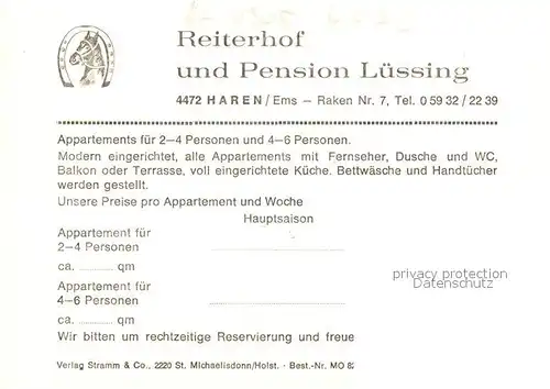 AK / Ansichtskarte Haren_Ems Reiterhof Pension Luessing Haren_Ems