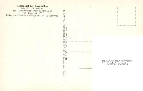 AK / Ansichtskarte Eiserfey Restaurant zur Kakushoehle Eiserfey