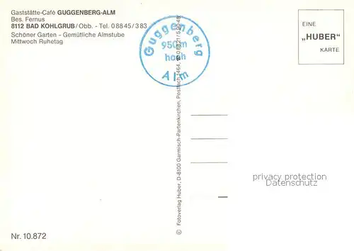 AK / Ansichtskarte Bad_Kohlgrub Restaurant Cafe Guggenberg Alm Bad_Kohlgrub