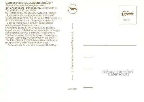 AK / Ansichtskarte Davensberg Gasthaus Hotel Clemens August Davensberg