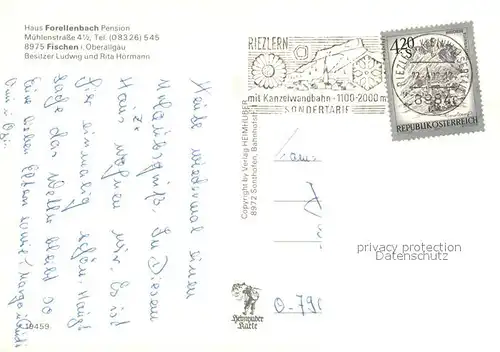 AK / Ansichtskarte Fischen_Allgaeu Pension Forellenbach Fischen Allgaeu