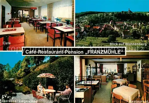 AK / Ansichtskarte Bad_Wuennenberg Restaurant Cafe Pension Franzmuehle Bad_Wuennenberg
