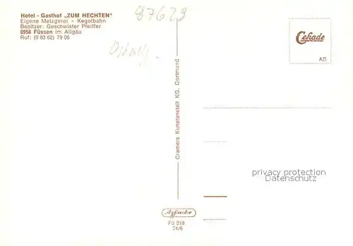 AK / Ansichtskarte Fuessen_Allgaeu Hotel Gasthaus Zum Hechten Fuessen Allgaeu