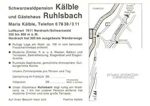 AK / Ansichtskarte Nordrach Pension Kaelble Gasthaus Ruhlsbach Nordrach