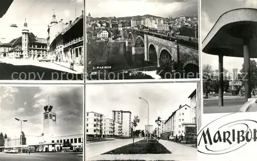 AK / Ansichtskarte Maribor_Marburg_Drau Stadtburg Drau Bruecke Siedlung Hochhaeuser Maribor_Marburg_Drau