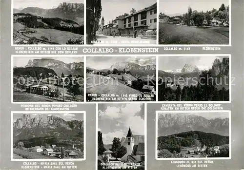 AK / Ansichtskarte Klobenstein_Ritten Hotel Ortsmotiv mit Kirche Rittnerbahn Alpenpanorama Klobenstein_Ritten